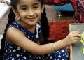 Ananya Kolvankar in navy blue star-printed frock