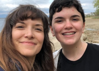 bo burnham's girlfriend smiling for a picture