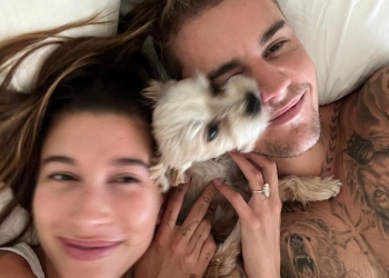 Justin Bieber with his wife Hailey Bieber and Pet