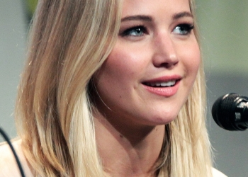 Jennifer Lawrence wearing a white dress