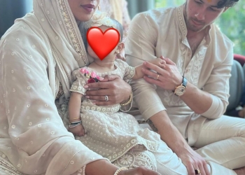 Priaynka and Nick performing rituals of Diwali with Malti