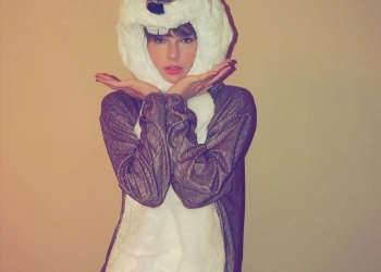 Taylor wearing a squirrel costume.