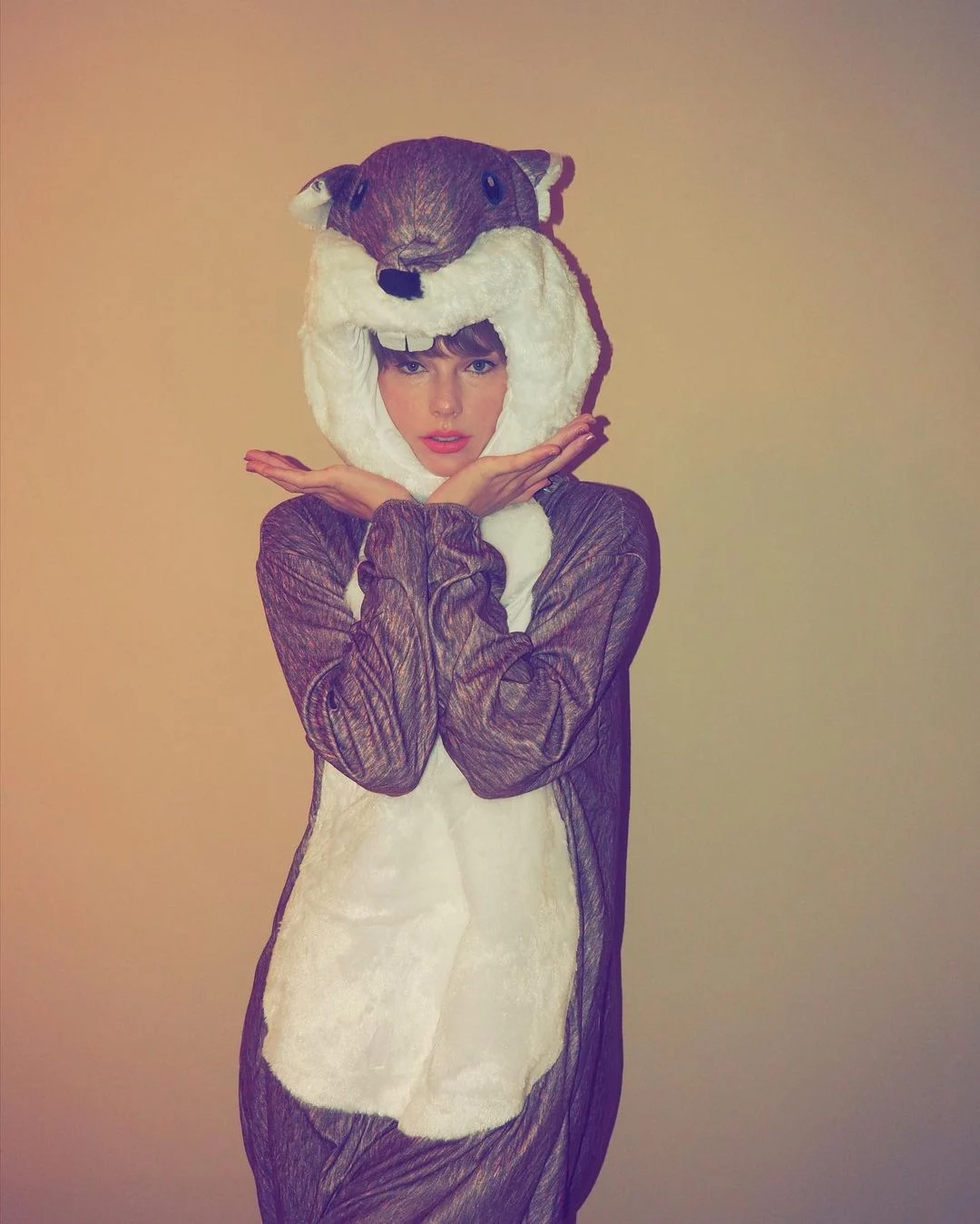 Taylor wearing a squirrel costume.