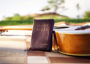 Holy Bible with guitar