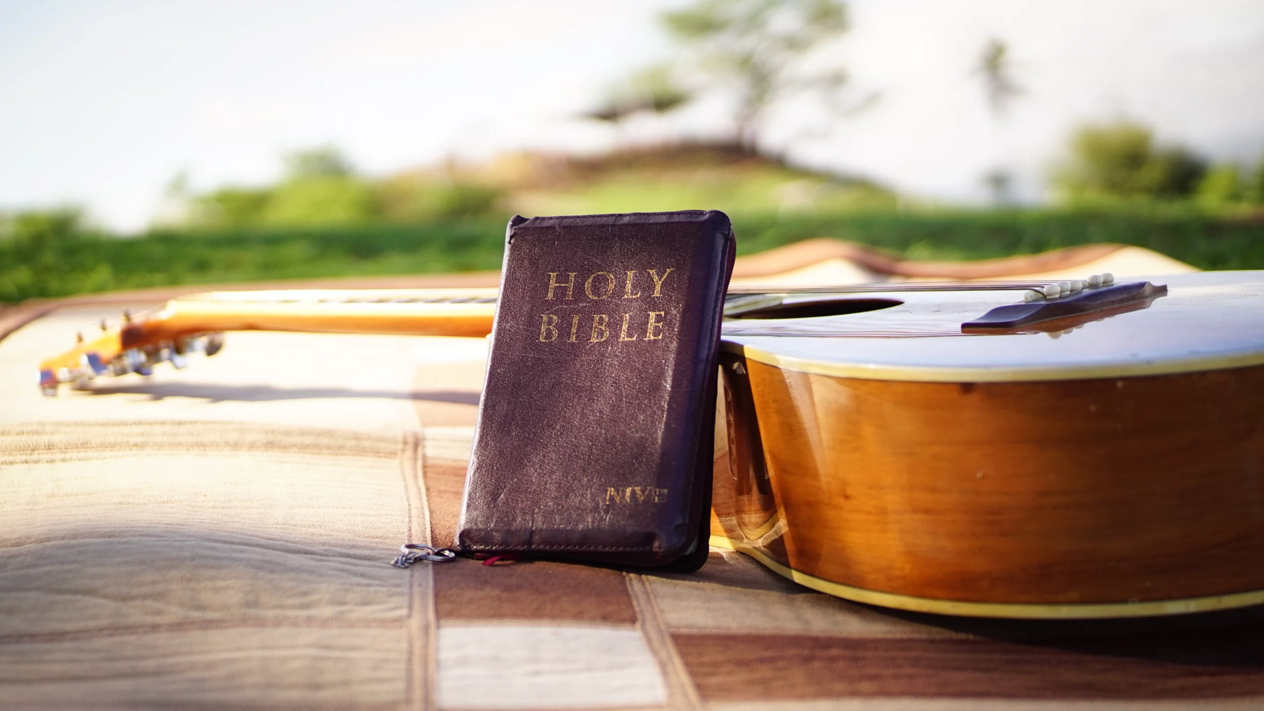 Holy Bible with guitar